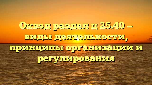 Оквэд раздел ц 25.40 — виды деятельности, принципы организации и регулирования